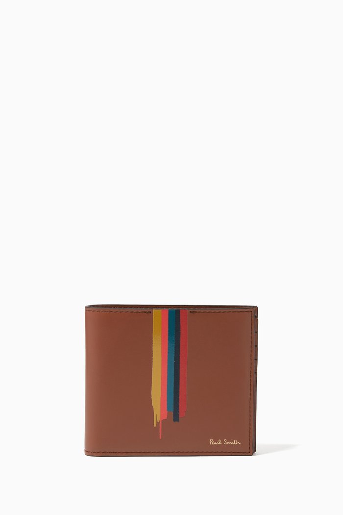 

Painted Stripe Billfold Wallet in Leather, Brown