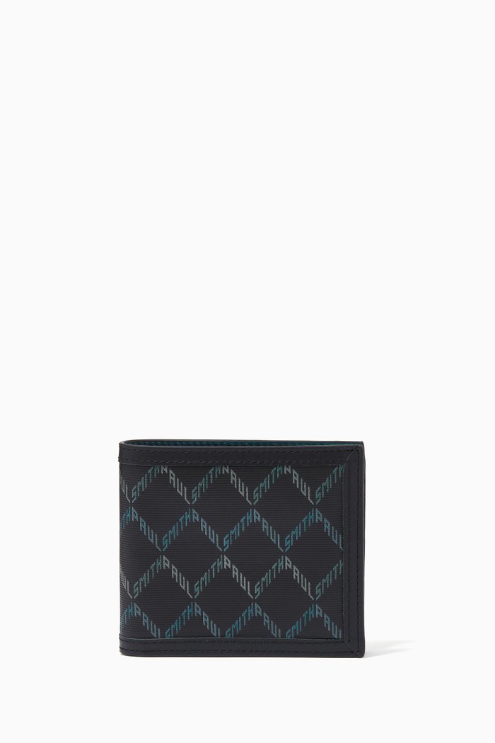 

Geo Monogram Billfold Wallet in Leather & PVC, Grey