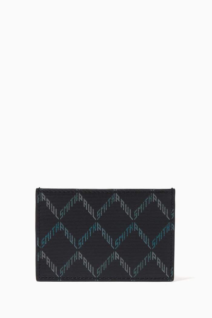 

Geo Monogram Credit Card Holder in Leather, Grey