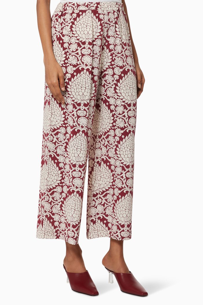 

Eusebio Crop Pants in Silk Crepe de Chine, Multicolour
