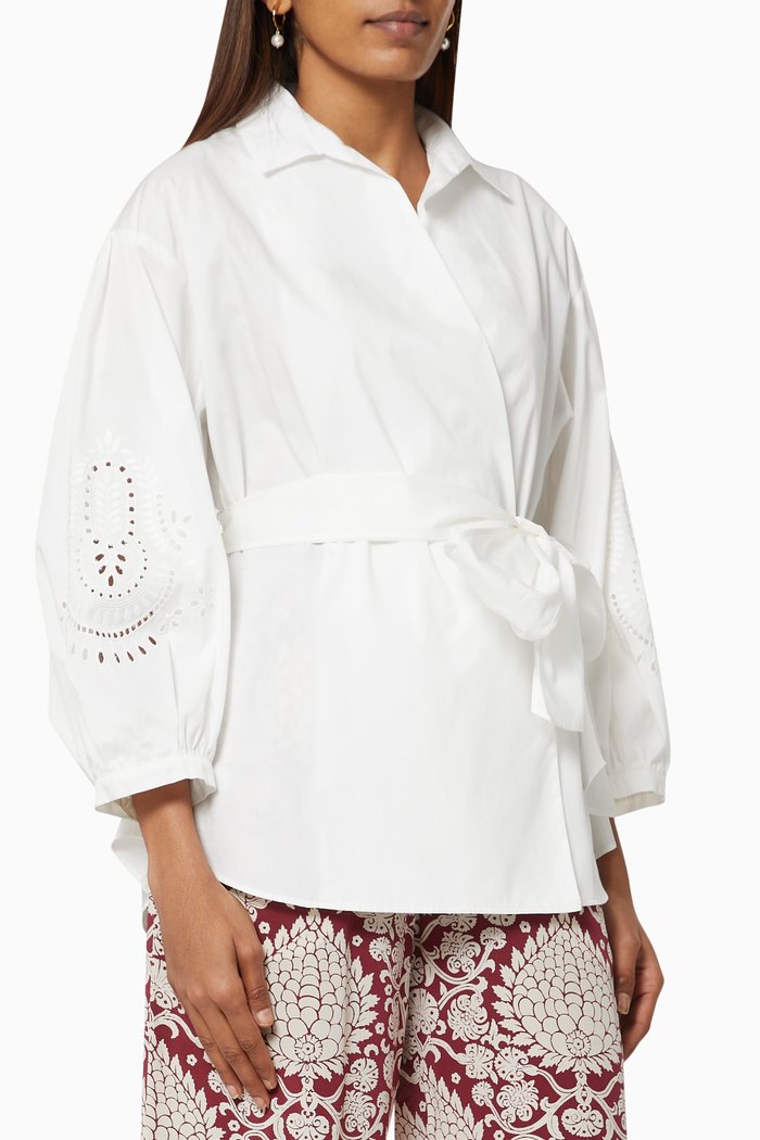 

Livia Wrap Shirt in Cotton Poplin, White
