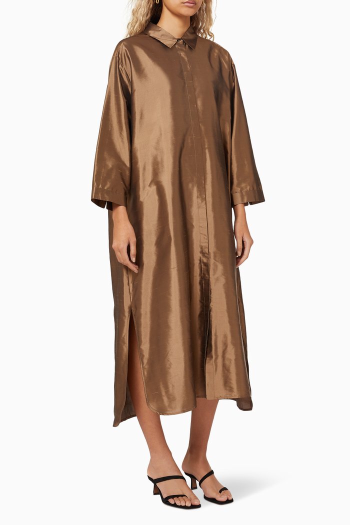 

Necton Dress in Silk Shantung, Brown