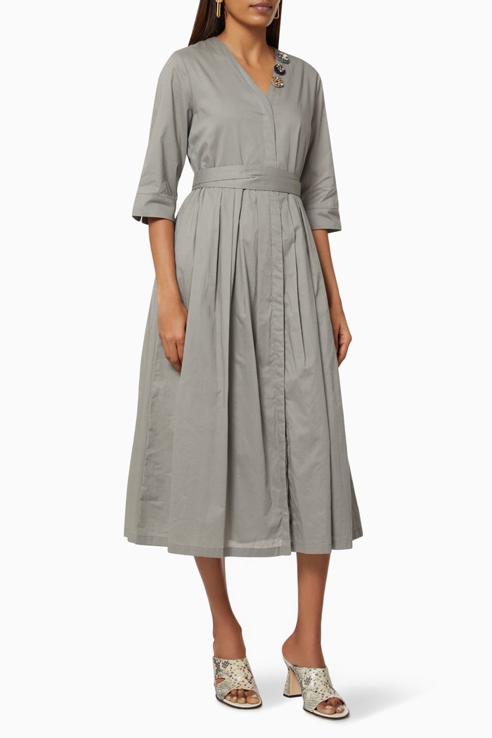 Ululato Dress in Cotton Voile, Grey