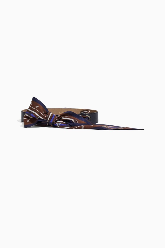 

Taddeo Belt in Leather & Silk, Blue