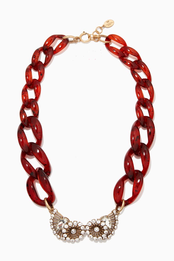 

Onagro Chain Necklace with Rhinestones, Red