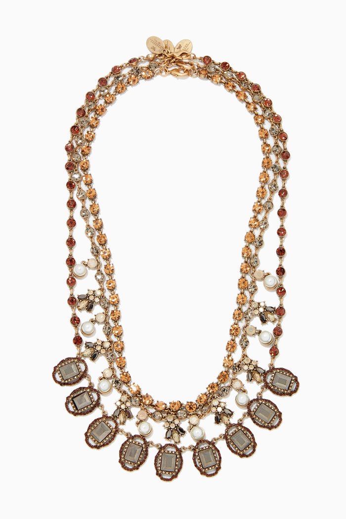 

Bacio Necklace with Rhinestones & Pearls, Gold