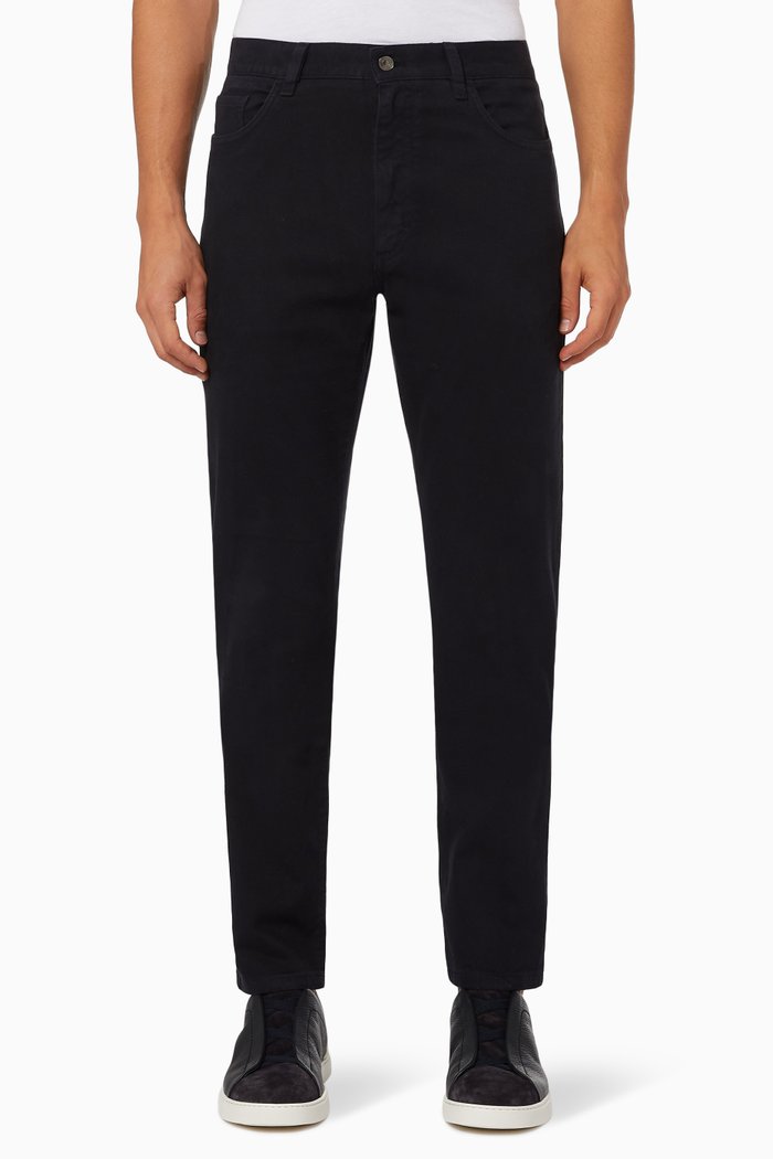5-pocket Jeans in Cotton & Lyocell, Blue