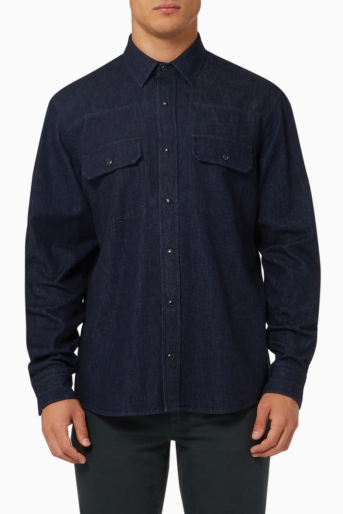 

Overshirt in Cotton Denim, Blue