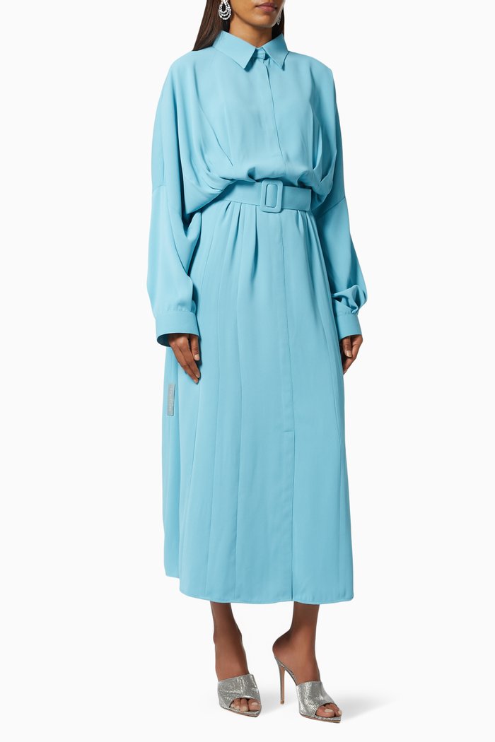 

Shirt Dress with Belt, Blue