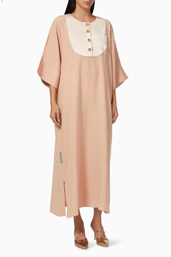 

Clean Cut Kaftan with Vintage Buttons, Neutral