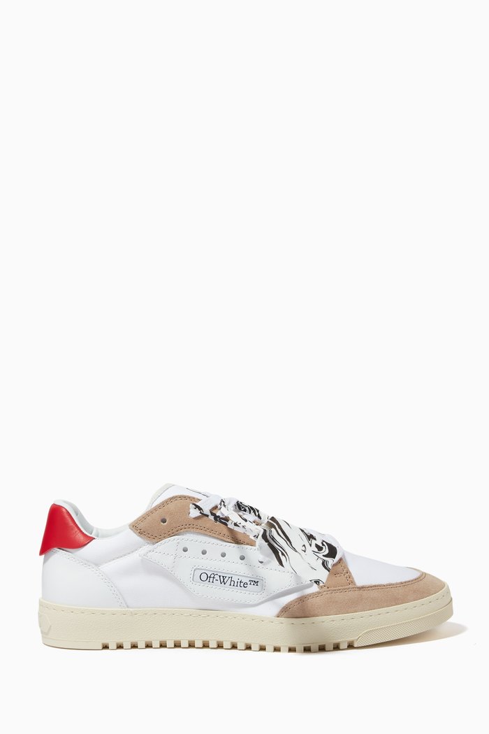 

5.0 Low Vulcanized Sneakers in Leather & Canvas, White