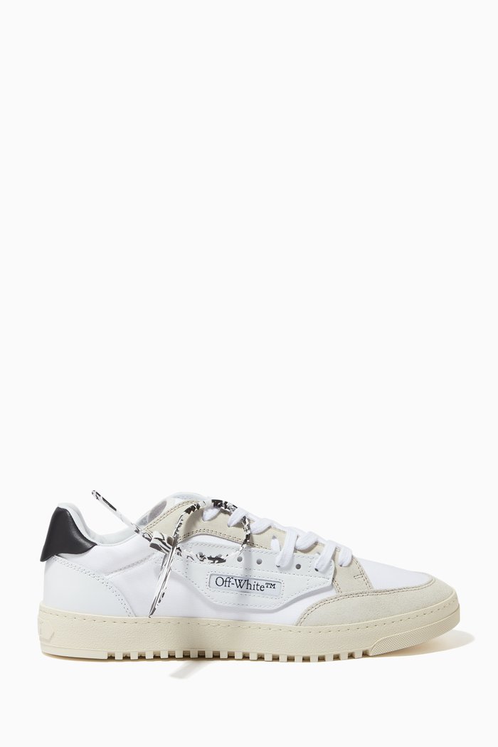 

5.0 Low Vulcanized Sneakers in Leather & Canvas, White