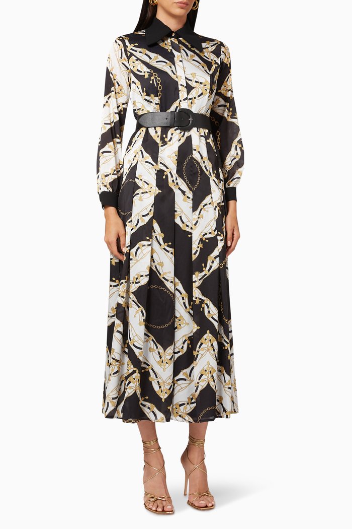 

Printed Midi Dress in Crepe, Multicolour