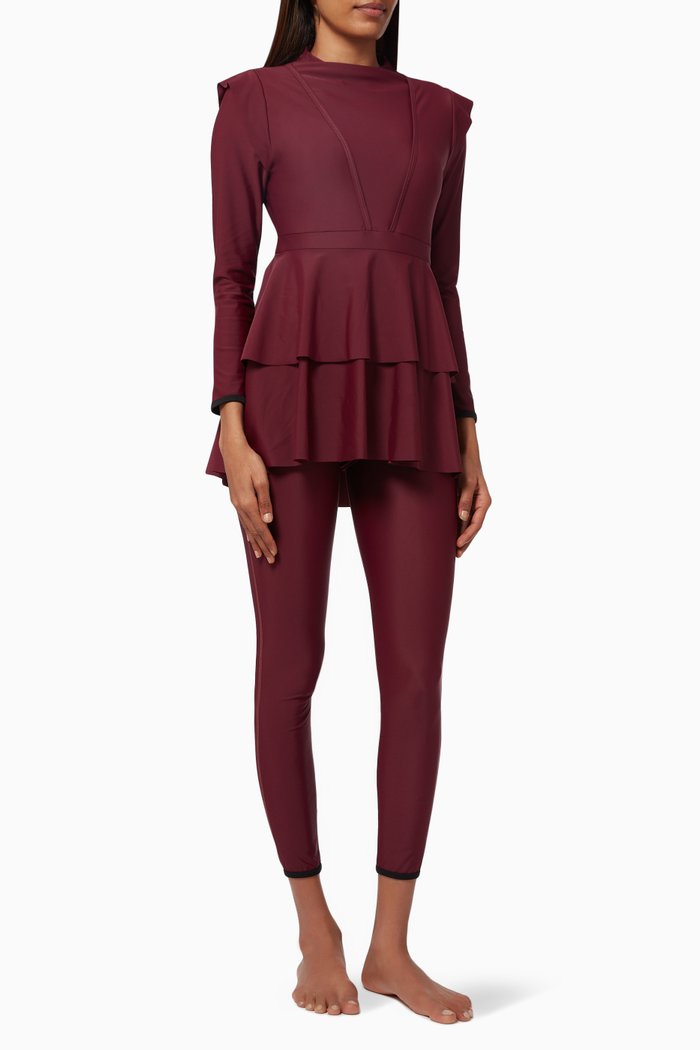 

Serena Swimsuit Set in Stretch Nylon, Burgundy