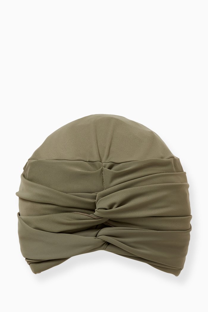 

Self-tie Swim Turban in Stretch Nylon, Green