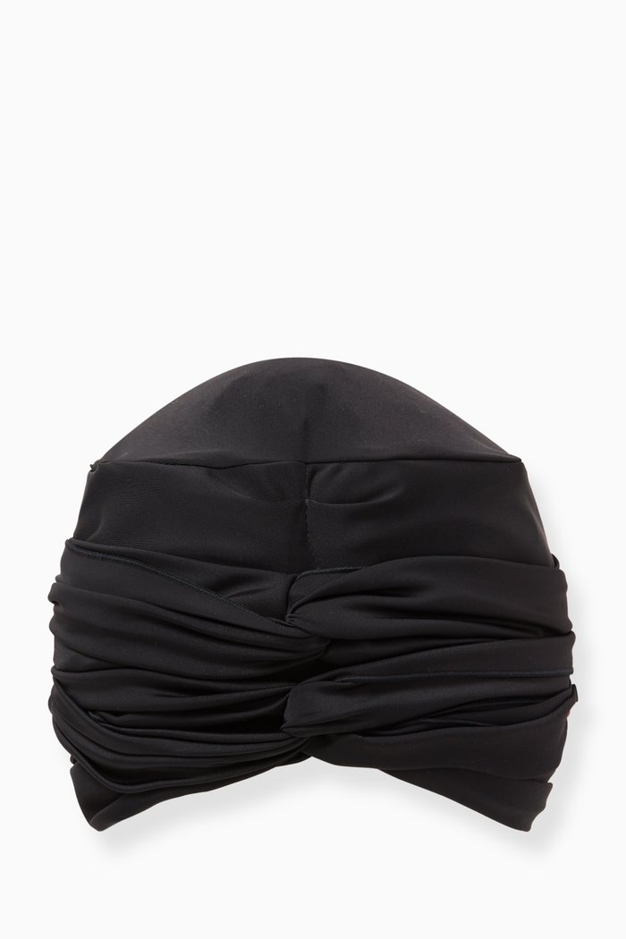 

Self-tie Swim Turban in Stretch Nylon, Black
