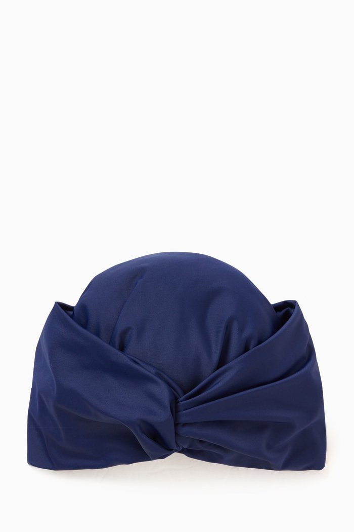 Swim Turban in Stretch Nylon, Blue