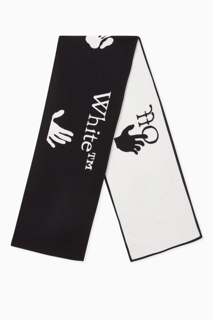 Logo Scarf in Wool Knit, Black