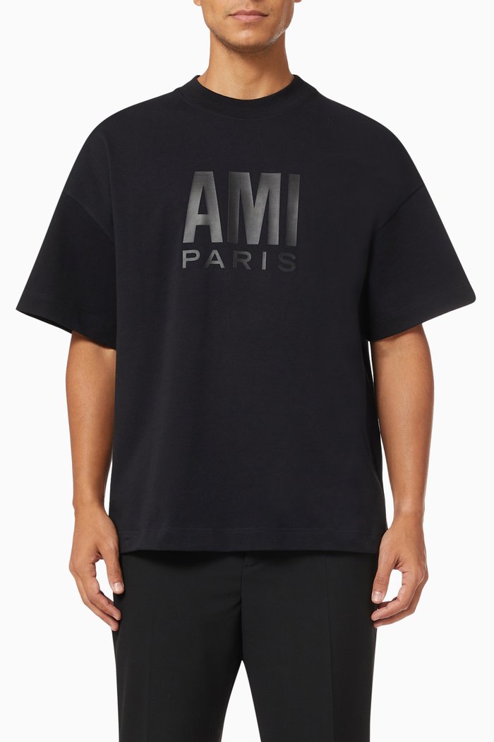 Ami Paris T-shirt in Organic Cotton Jersey, Black