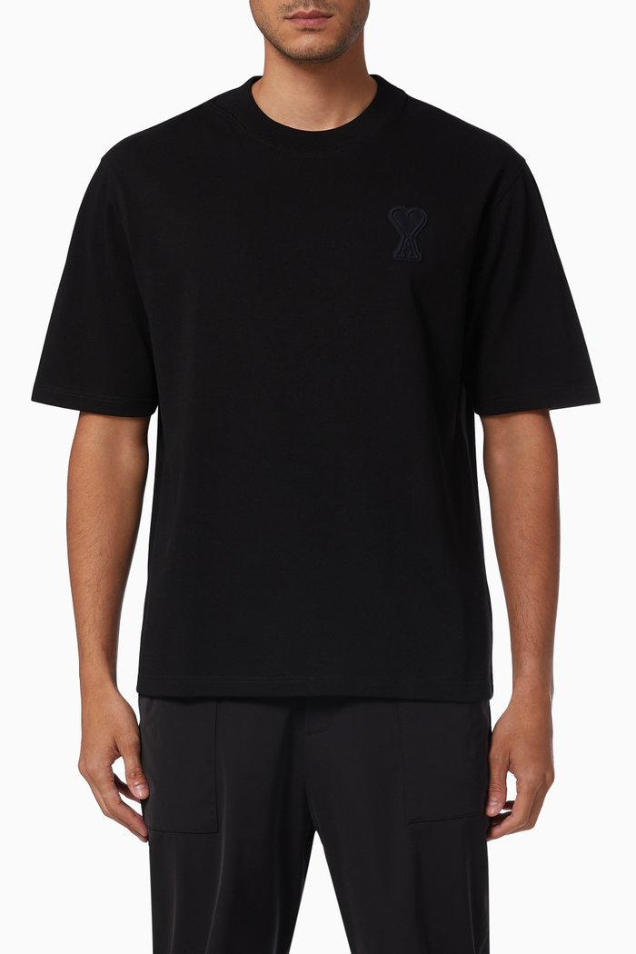 

Ami de Coeur Technical Patch T-Shirt in Organic Cotton Jersey, Black