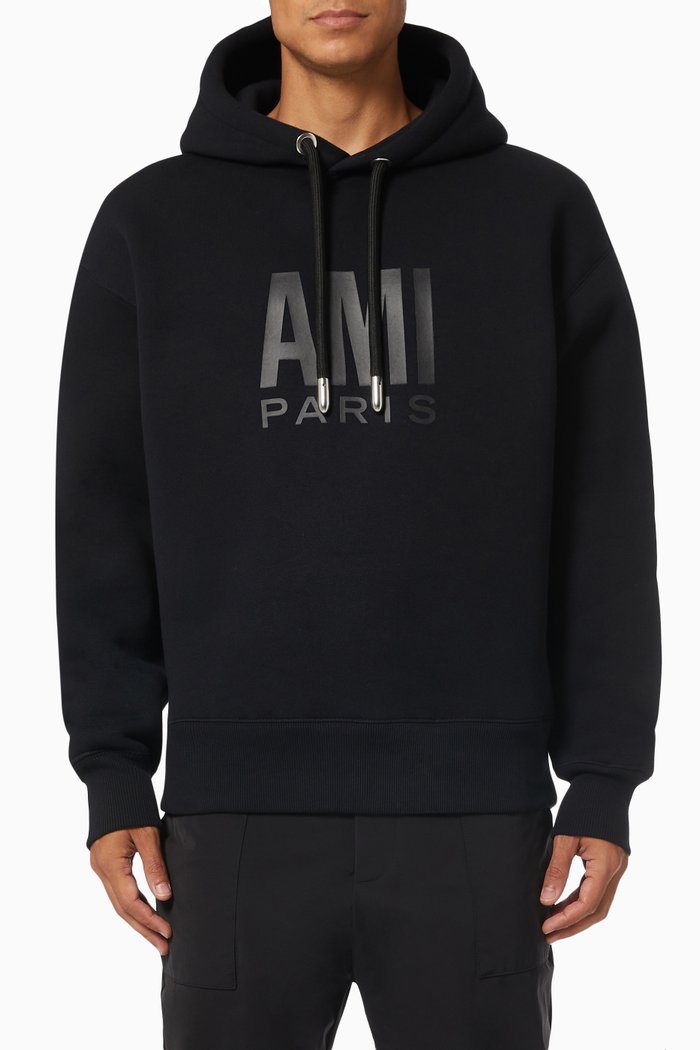 

Ami Paris Hoodie in Brushed Fleece, Black