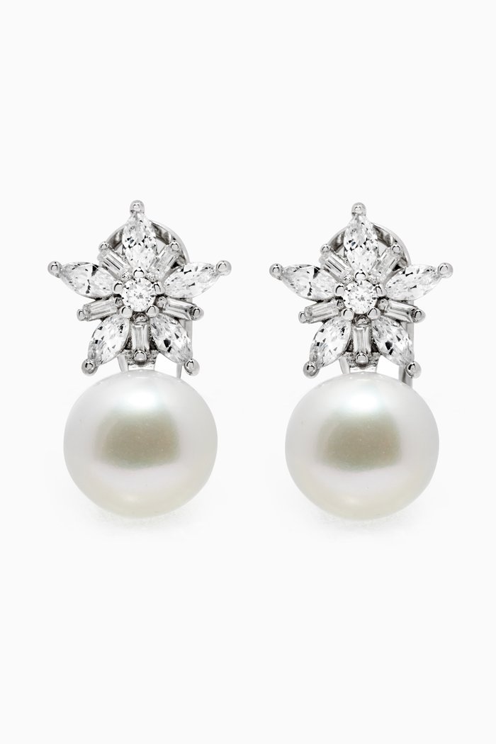 Belle Pearl Drop Earrings in Sterling silver