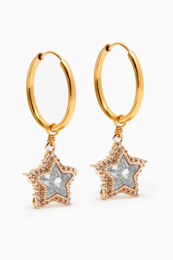

Star Sparkle Hoop Earrings in 18kt Gold Plated Sterling Silver