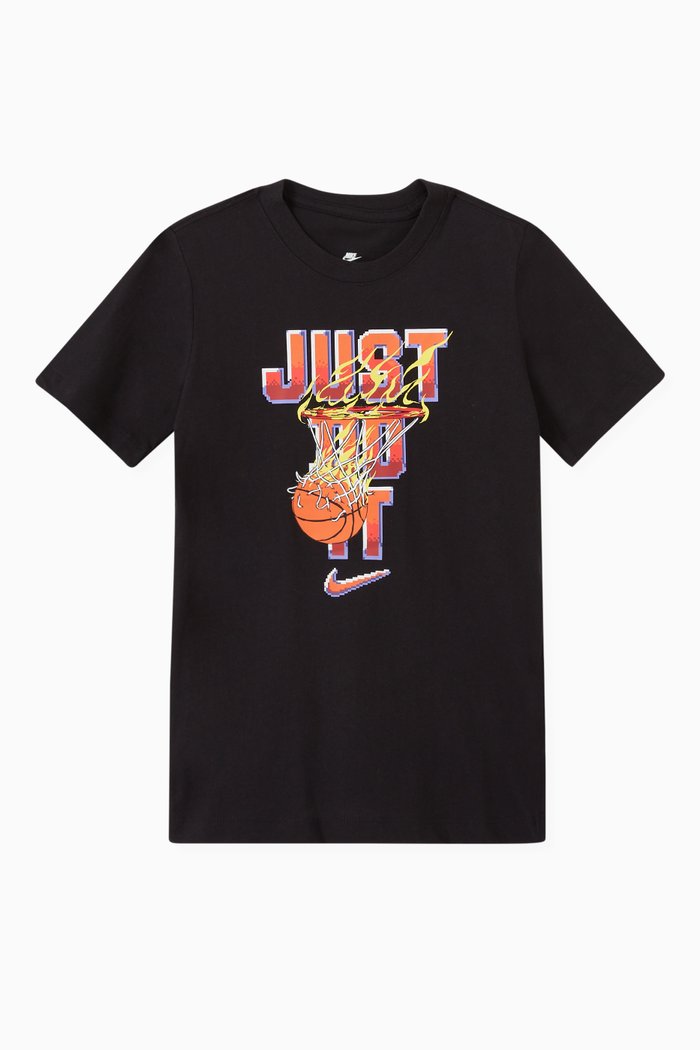 

Sportswear 'Just Do It' Print T-shirt in Cotton, Black