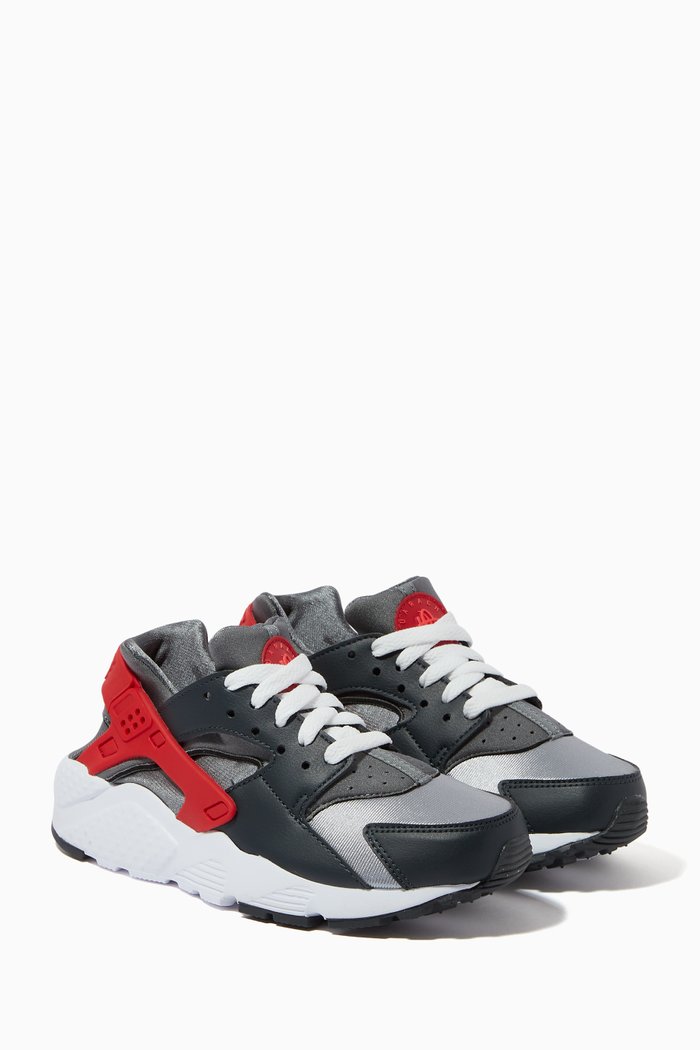 

Huarache Run Sneakers in Leather & Textile, Multicolour