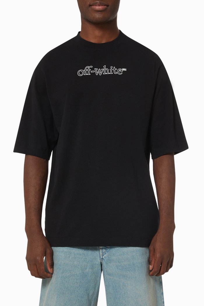

Slanted Logo T-shirt in Cotton Jersey, Black