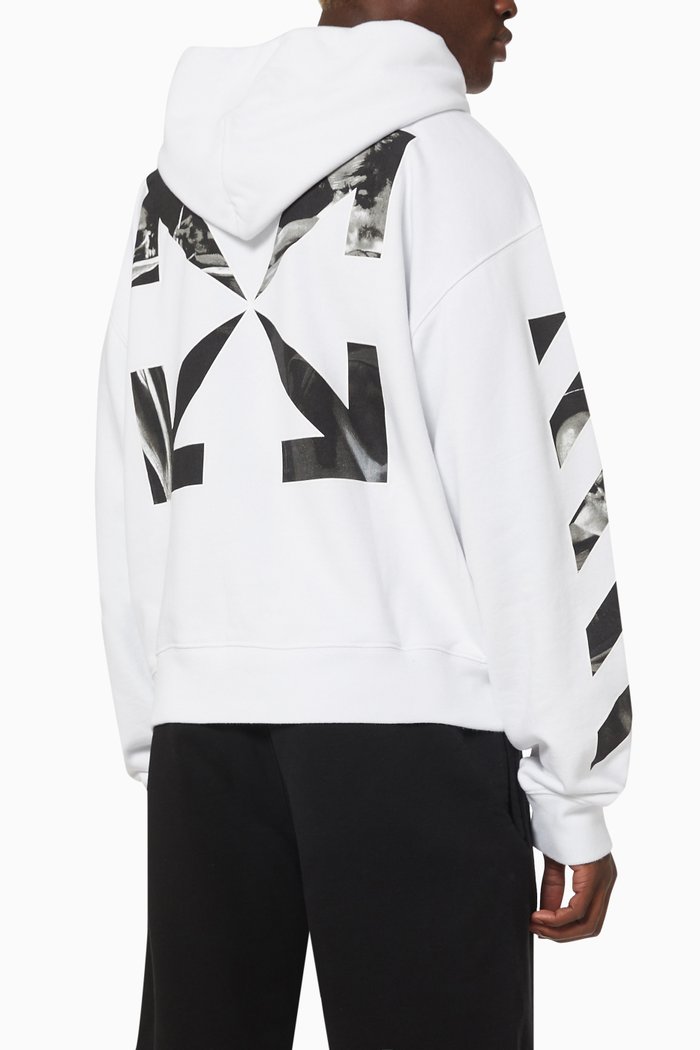 

Caravaggio Arrows Oversized Hoodie in Cotton Terry, White