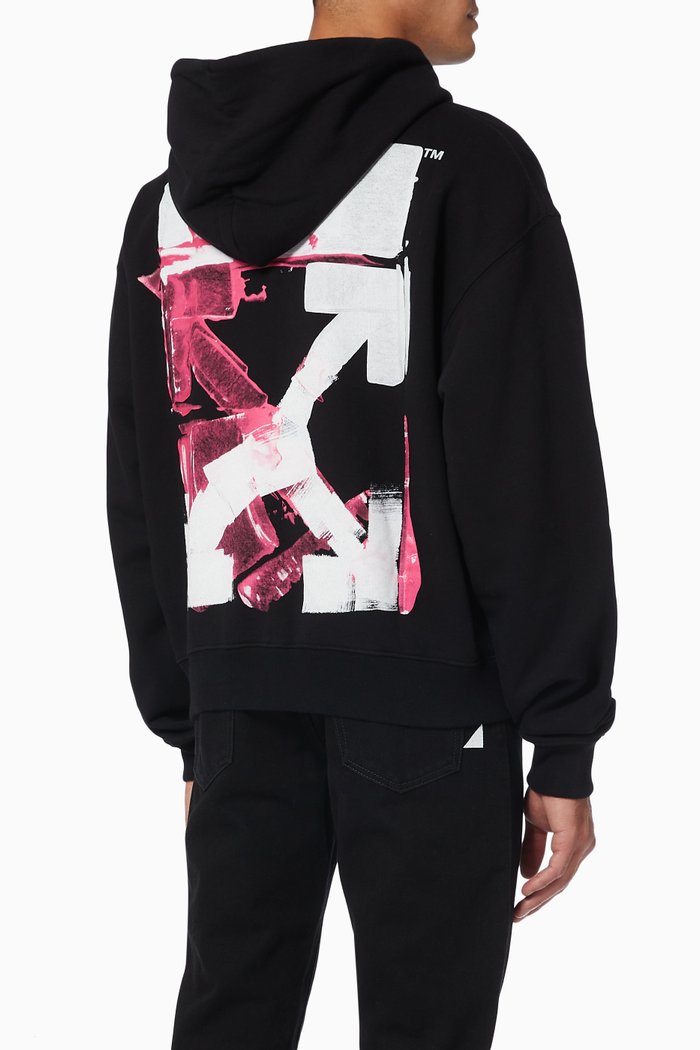 

Acrylic Arrows Oversized Hoodie in Cotton Terry, Black
