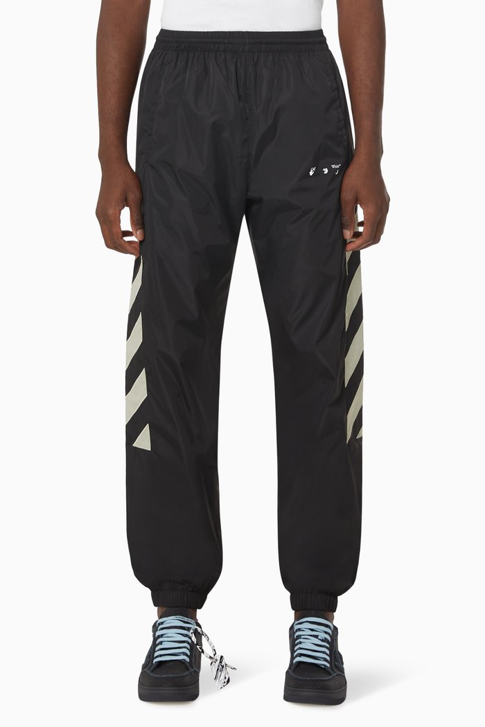 

Diagonal Track Pants in Nylon, Black