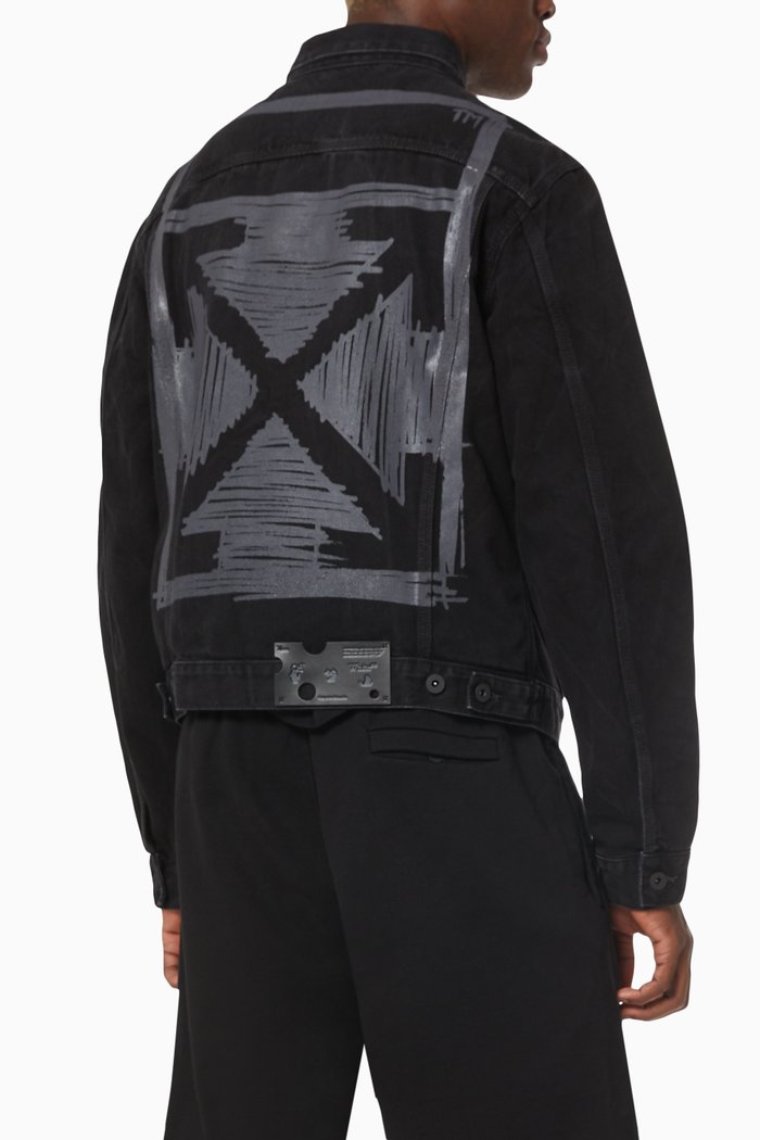 

Negative Marker Arrows Slim Jacket in Denim, Black