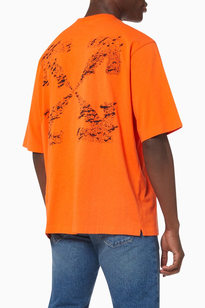 

Paint Splat Arrows Oversized T-shirt in Cotton Jersey, Orange