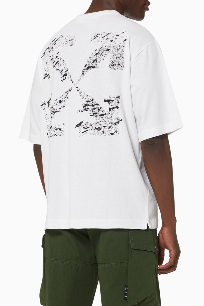 

Paint Splat Arrows Oversized T-shirt in Cotton Jersey, White