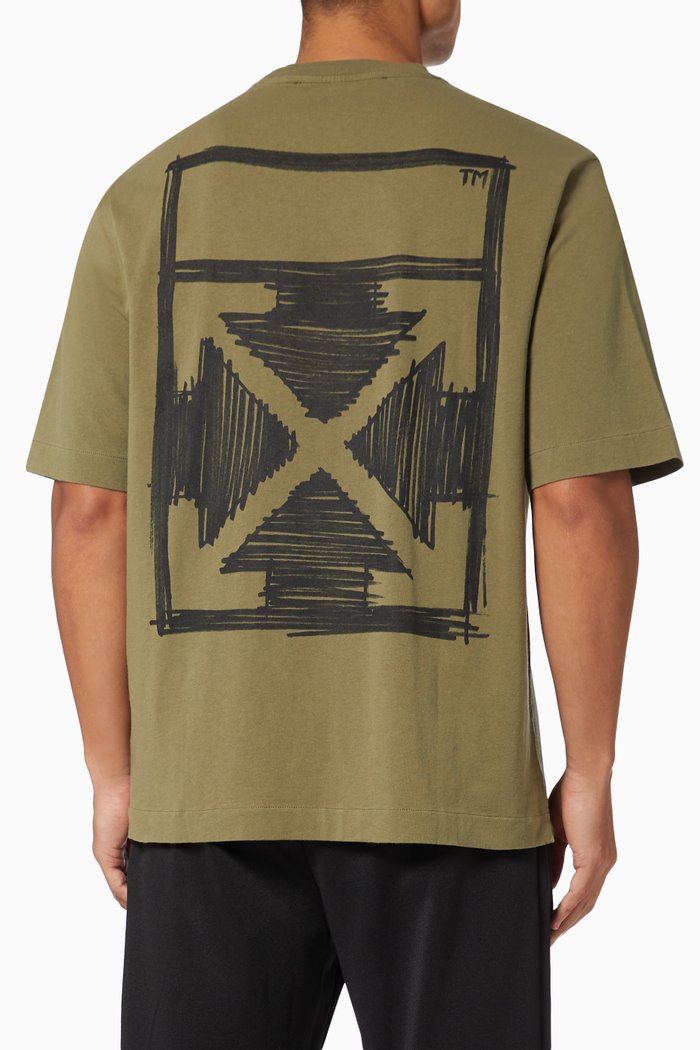 

Negative Marker Arrows Oversized T-shirt in Cotton Jersey, Green