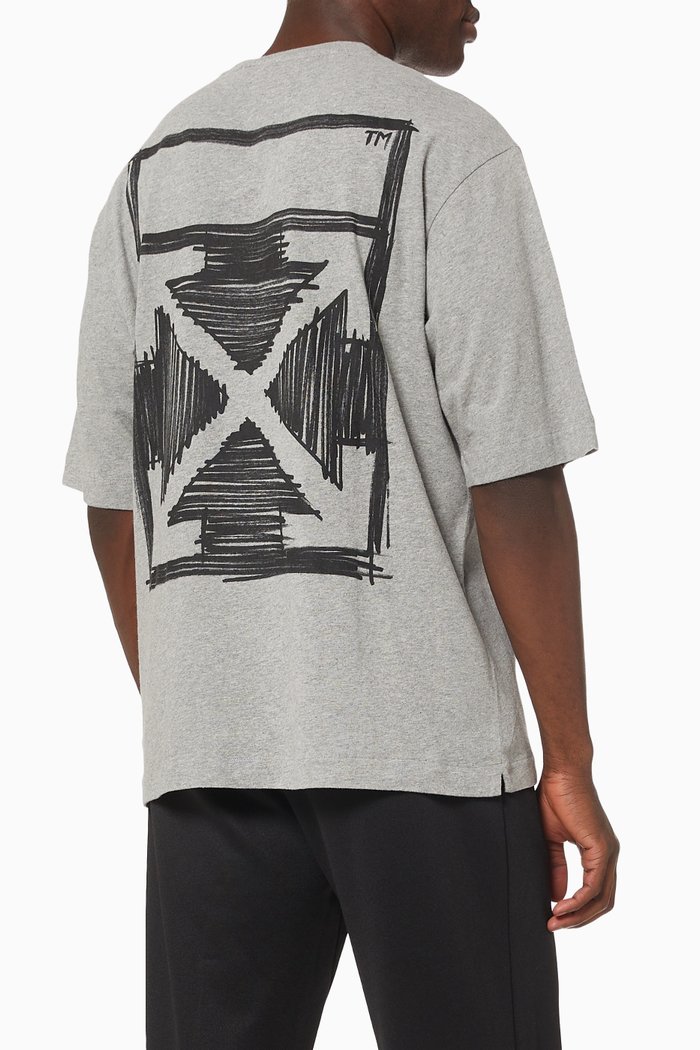 

Negative Marker Arrows Oversized T-shirt in Cotton Jersey, Grey