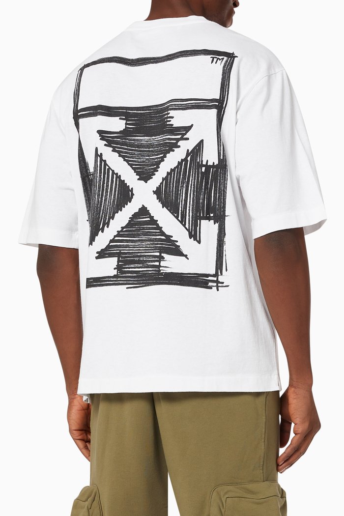

Negative Marker Arrows Oversized T-shirt in Cotton Jersey, White