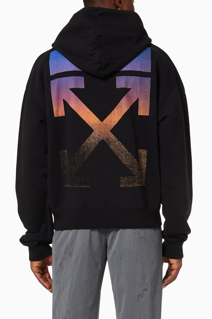 

Degradé Arrows Oversized Hoodie in Cotton Jersey, Black