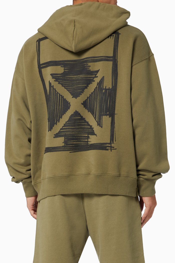 

Negative Marker Arrows Oversized Hoodie in Cotton Jersey, Green