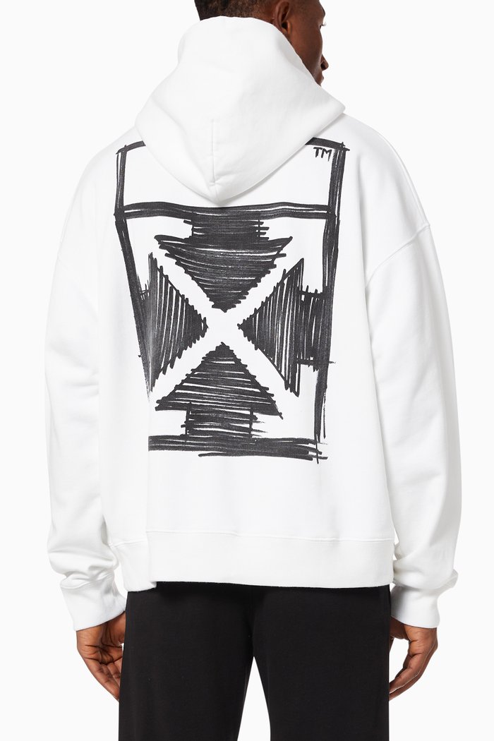 

Negative Marker Arrows Oversized Hoodie in Cotton Terry, White
