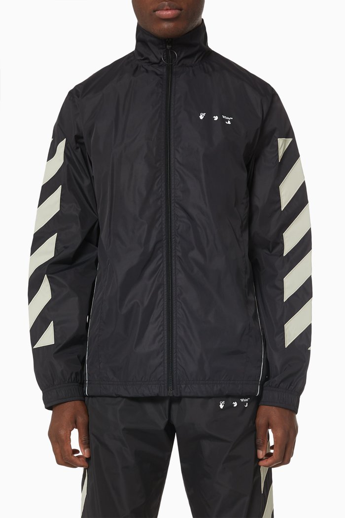 

Diagonal Track Jacket in Nylon, Black