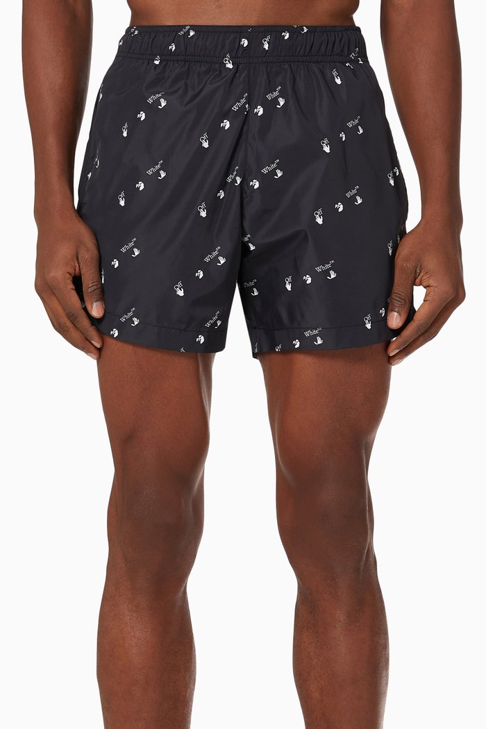

All-over Logo Swim Shorts in Technical Fabric, Black