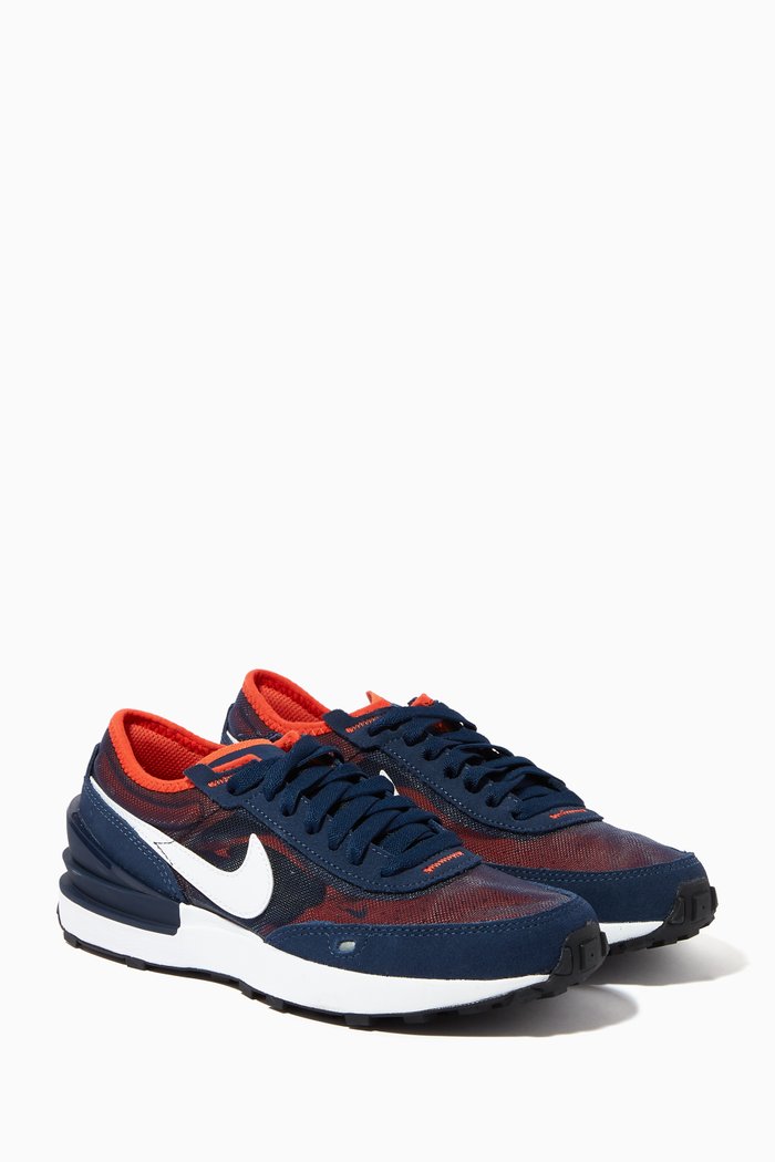 

Waffle One Sneakers in Mesh & Suede, Blue