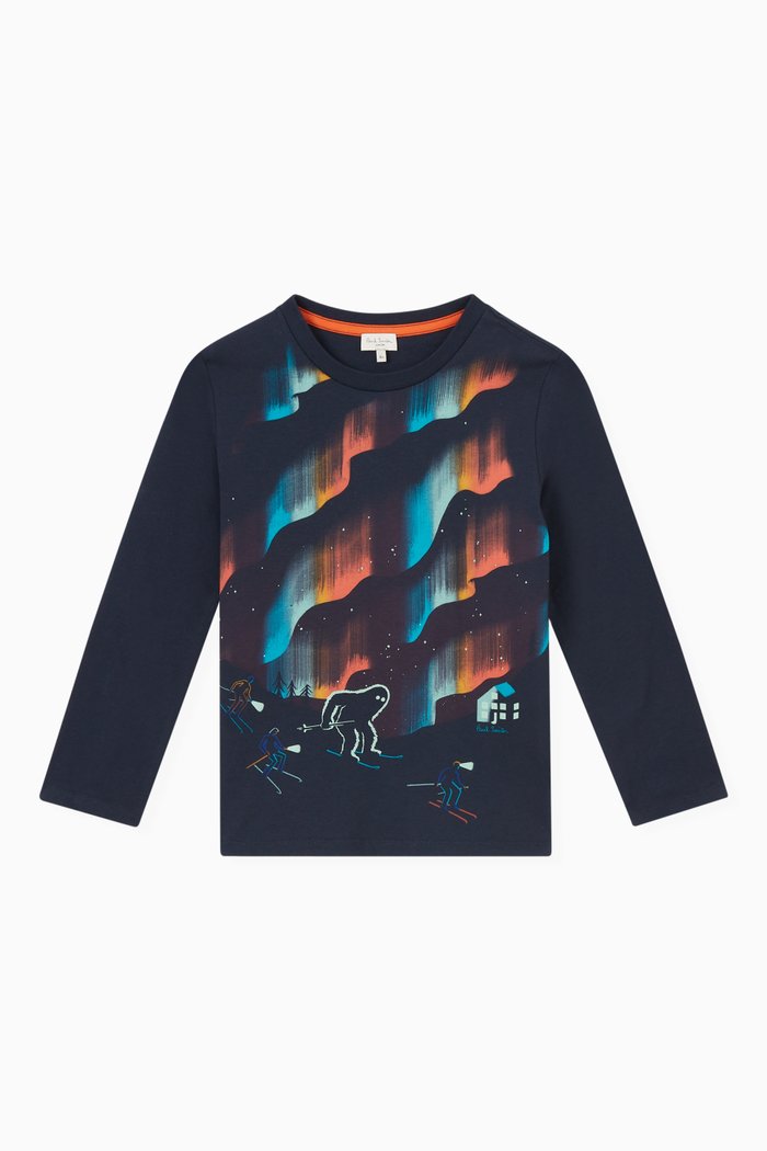

Ski Print T-shirt in Cotton Jersey, Multicolour