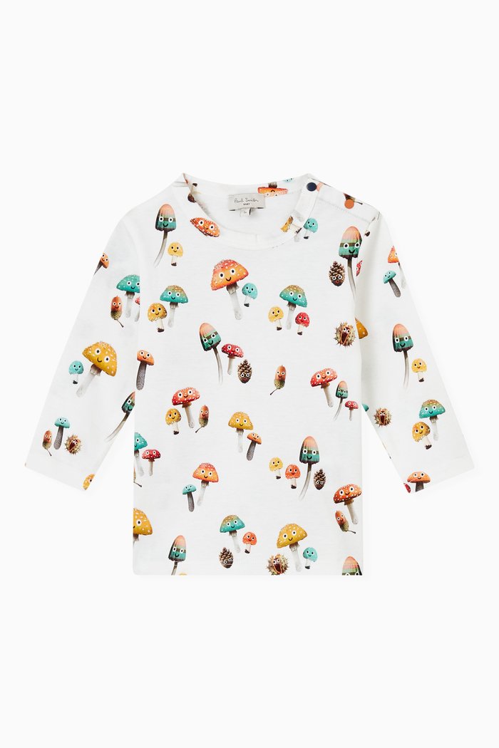 

All-over Mushroom Print T-shirt in Cotton, White