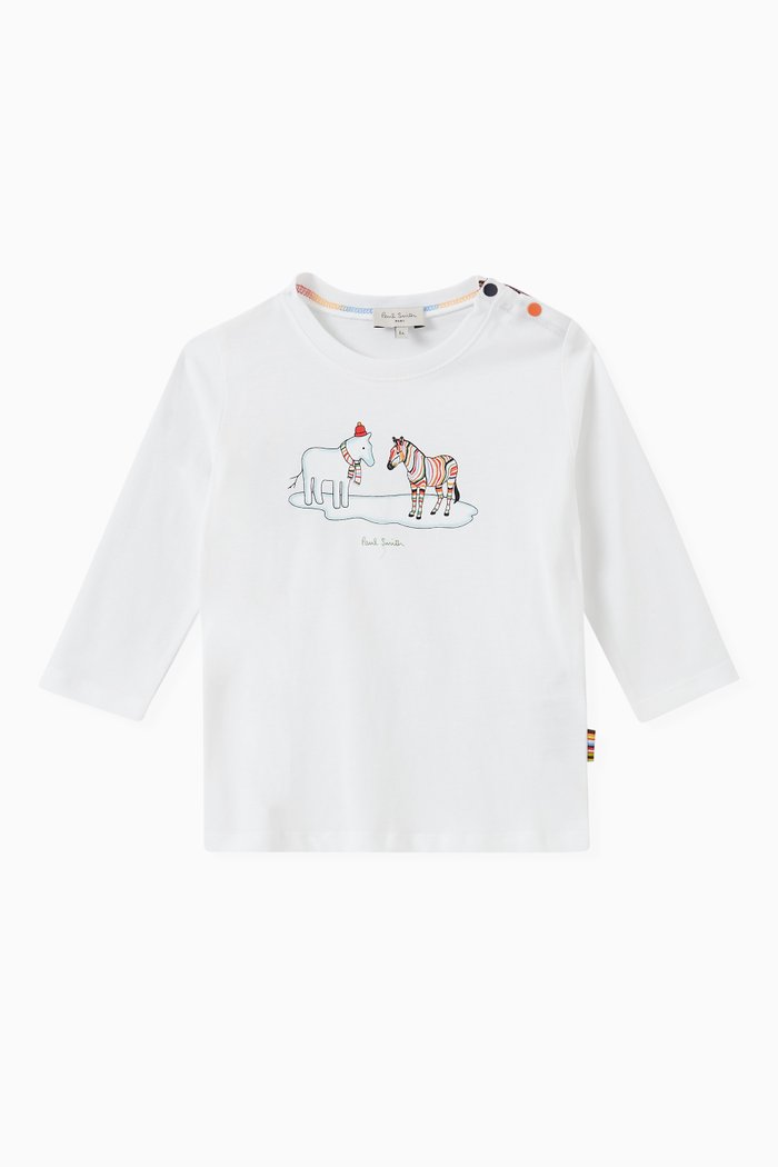 

Zebra Print T-shirt in Cotton Jersey, White