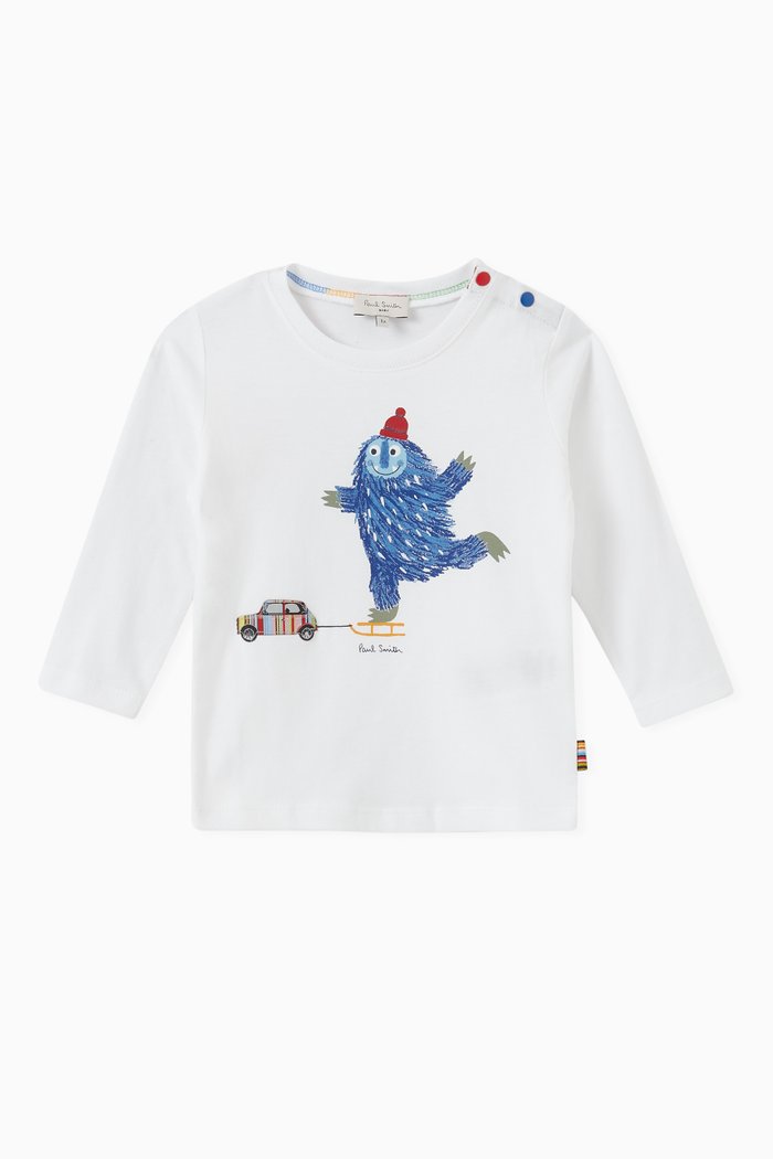 

Snowman Graphic Print T-shirt in Cotton Jersey, White
