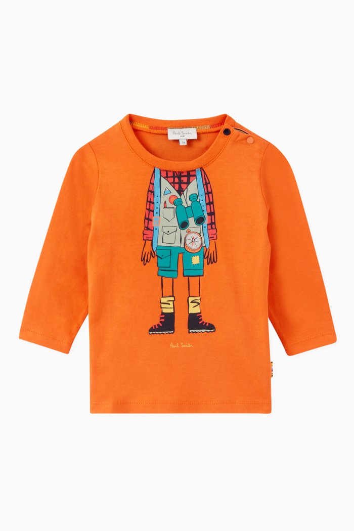 

Graphic Print T-shirt in Cotton, Orange